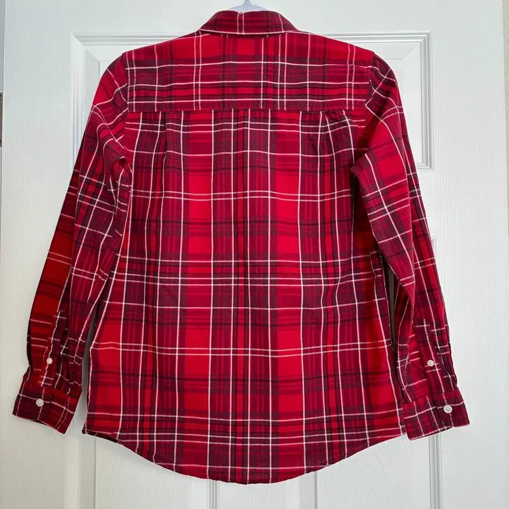 The Children’s Place Boys Red Plaid Buttoned Boy’s Shirt Size 14 XL Long Sleeve